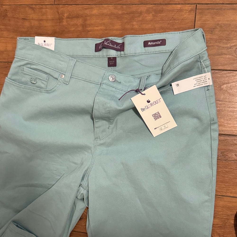 Gloria Vanderbilt Aqua Straight Leg Jeans Stretch Amanda Style Slimming Jean - Picture 3 of 6